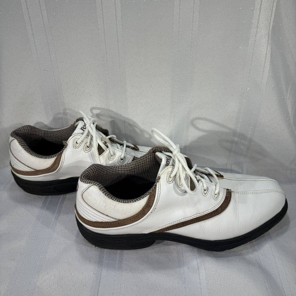 FootJoy Women's Leather‎ Golf Shoes White Brown Spikeless Size 8M
